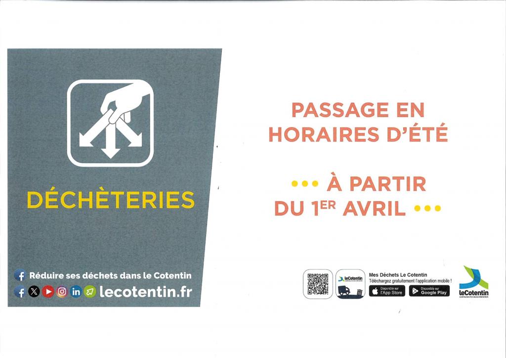 Horaires d'hiver d�ch�teries